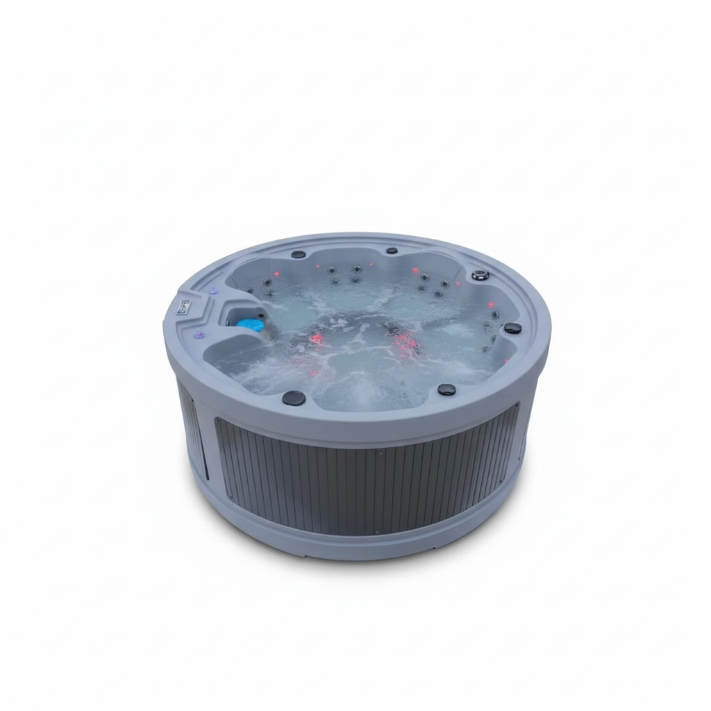 Hot Tub - 7-Personen-Whirlpool, Runder Massage-Spa, Rotationsgeformter Outdoor-Whirlpool, 2000x2000x780mm