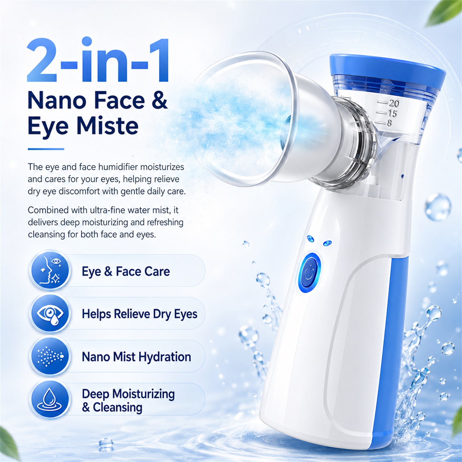 Face Steamer - Tragbarer Gesichts-Nano-Zerstäuber, Multifunktionaler Augen- und Gesichts-Dampfzerstäuber,